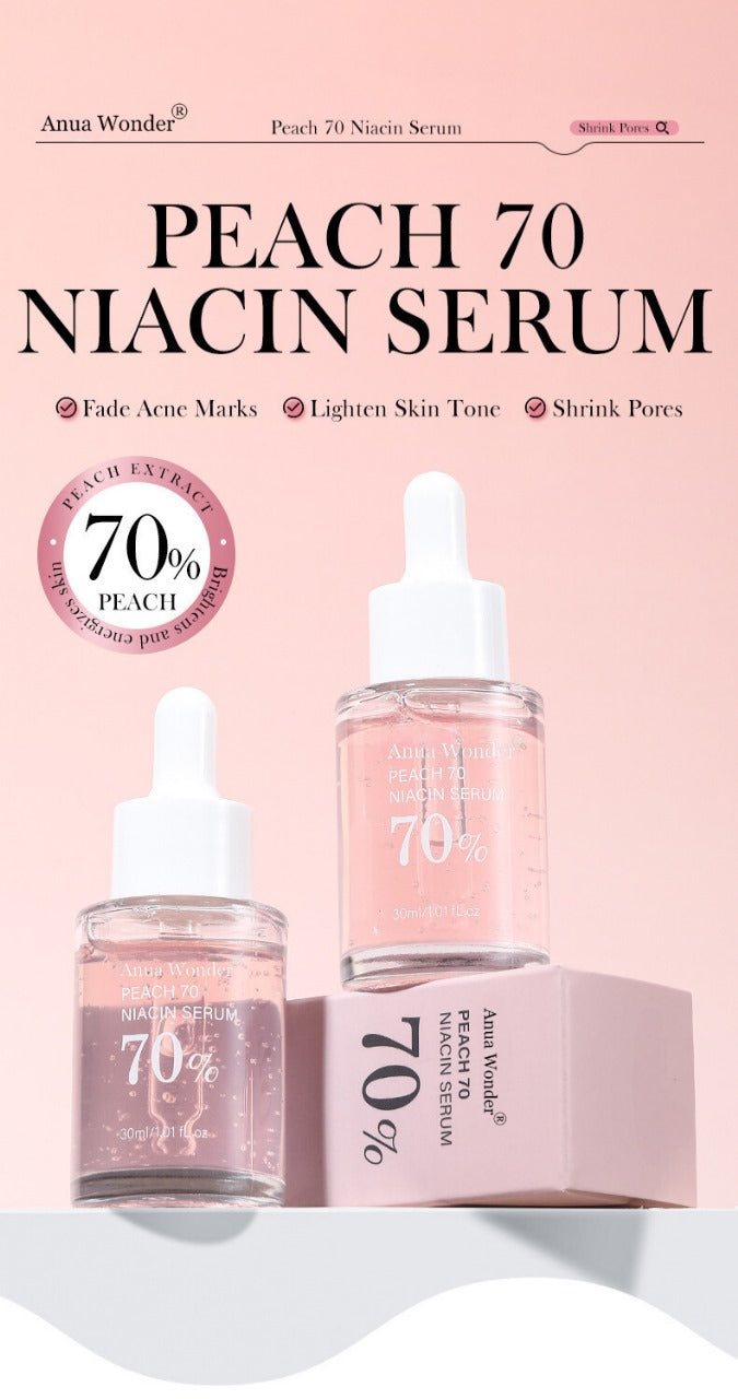 Anua Wonder Peach 70% Niacinamide Serum brightening hydrating face serum hyperpigmentation treatment reducing melanine daily clean beauty, 30ml